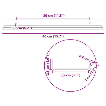 vidaXL Floating Shelf Wall-mounted 4 pcs Pink 40 x 8.5 x 2.5 cm Steel