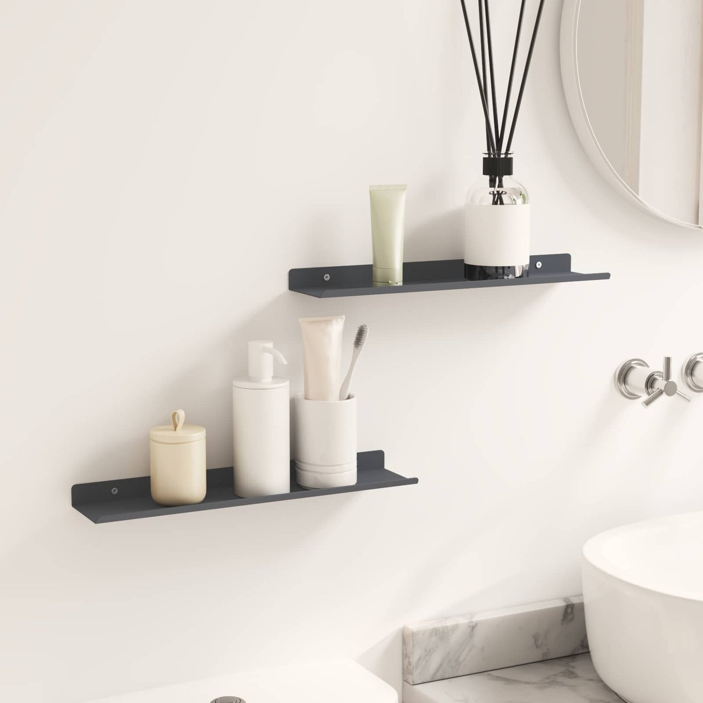 vidaXL Floating Shelf 2 pcs Anthracite 40 x 8.5 x 2.5 cm Steel