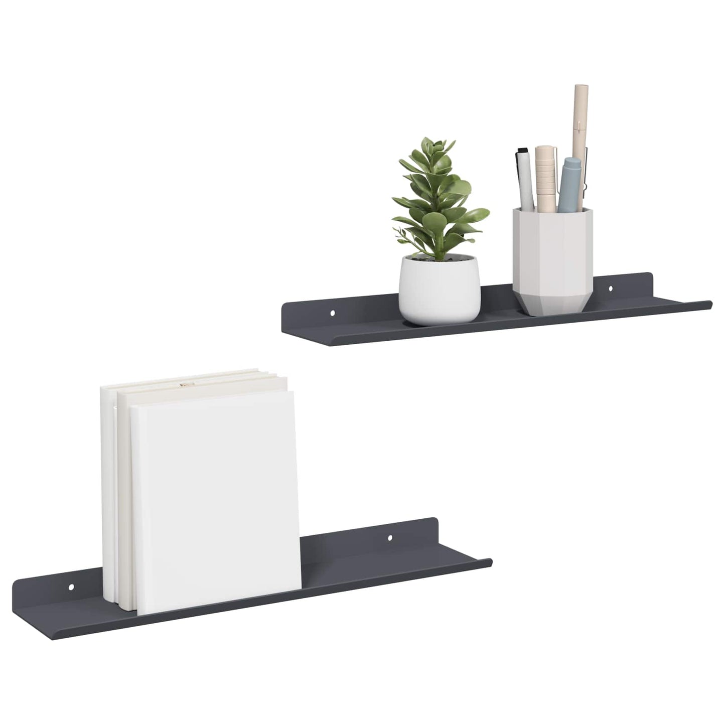 vidaXL Floating Shelf 2 pcs Anthracite 40 x 8.5 x 2.5 cm Steel
