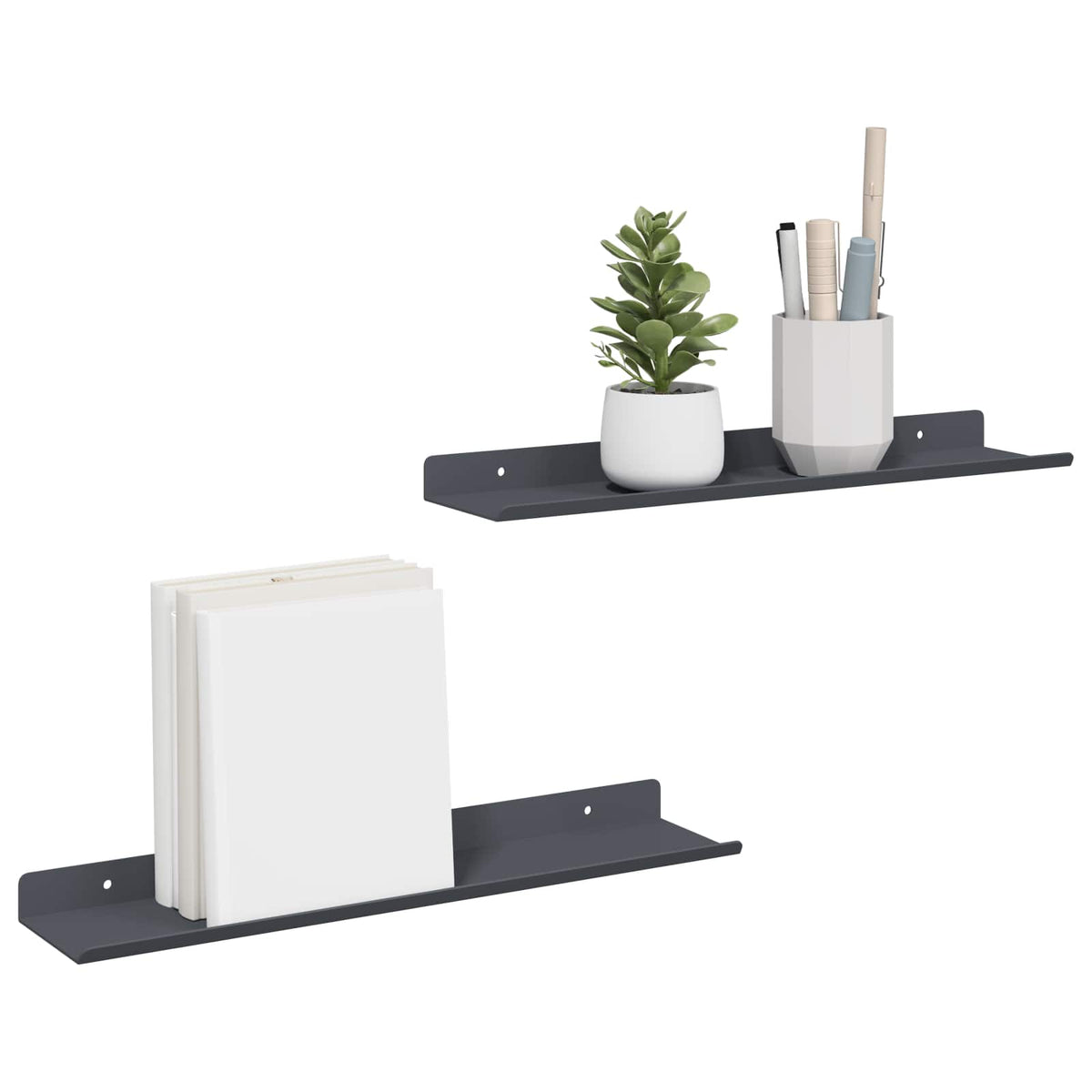 vidaXL Floating Shelf 2 pcs Anthracite 40 x 8.5 x 2.5 cm Steel