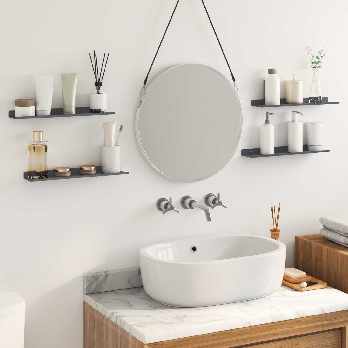 vidaXL Floating Shelf 4 pcs Anthracite 40 x 8.5 x 2.5 cm Steel