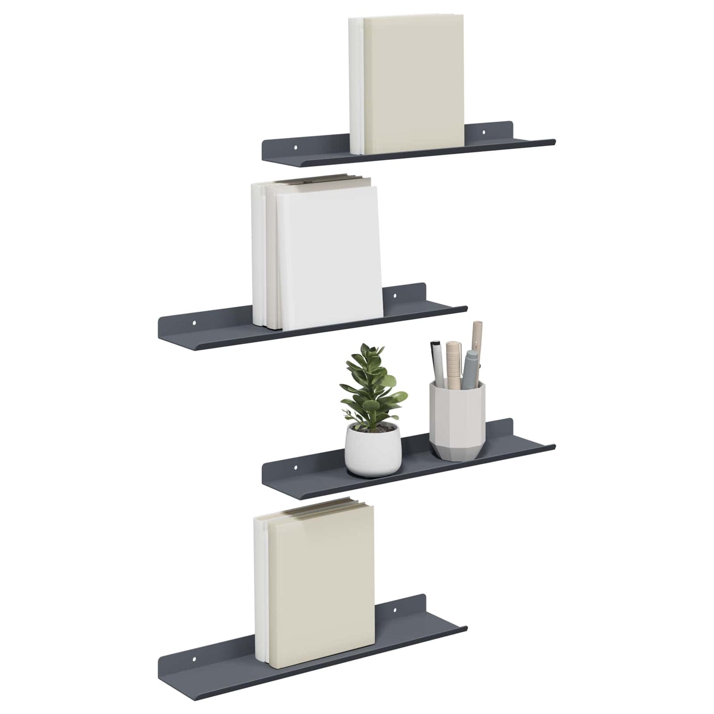 vidaXL Floating Shelf 4 pcs Anthracite 40 x 8.5 x 2.5 cm Steel