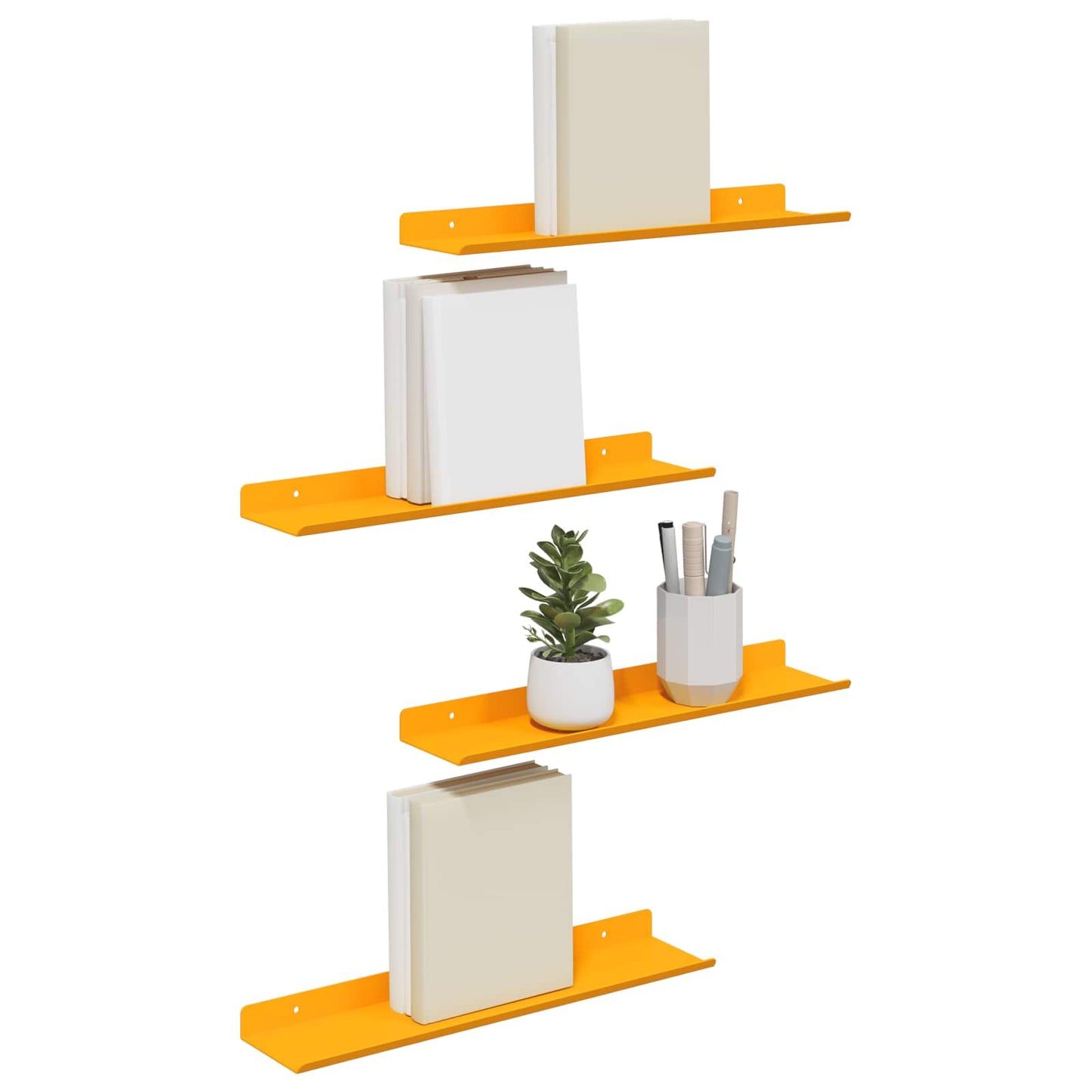 vidaXL Floating Shelf 4 pcs Mustard Yellow 40 x 8.5 x 2.5 cm Steel