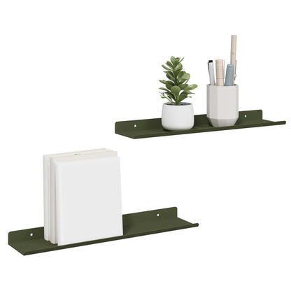 vidaXL Floating Shelf 2 pcs Olive Green 40 x 9 x 2.5 cm Steel