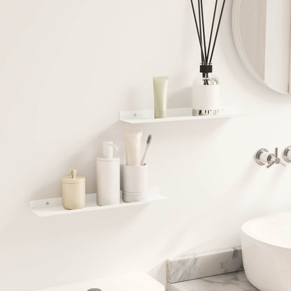vidaXL Floating Shelf Wall-mounted 2 pcs White 40 x 8.5 x 2.5 cm Steel