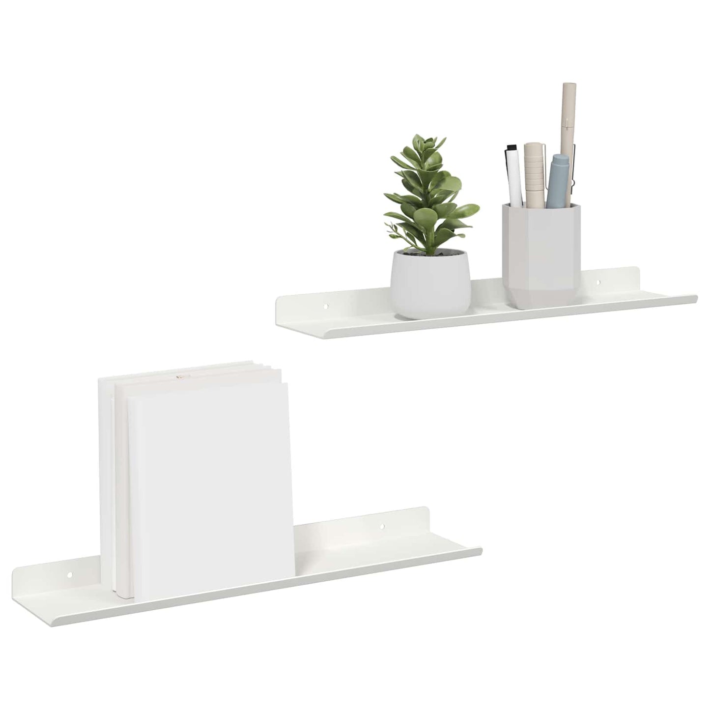 vidaXL Floating Shelf Wall-mounted 2 pcs White 40 x 8.5 x 2.5 cm Steel