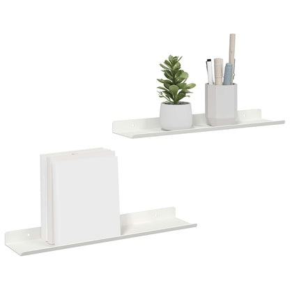 vidaXL Floating Shelf Wall-mounted 2 pcs White 40 x 8.5 x 2.5 cm Steel