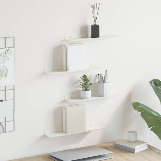 vidaXL Floating Shelf Wall-mounted 4 pcs White 40 x 8.5 x 2.5 cm Steel
