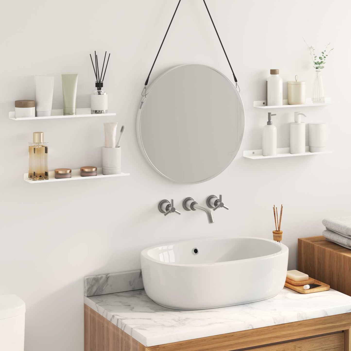 vidaXL Floating Shelf Wall-mounted 4 pcs White 40 x 8.5 x 2.5 cm Steel