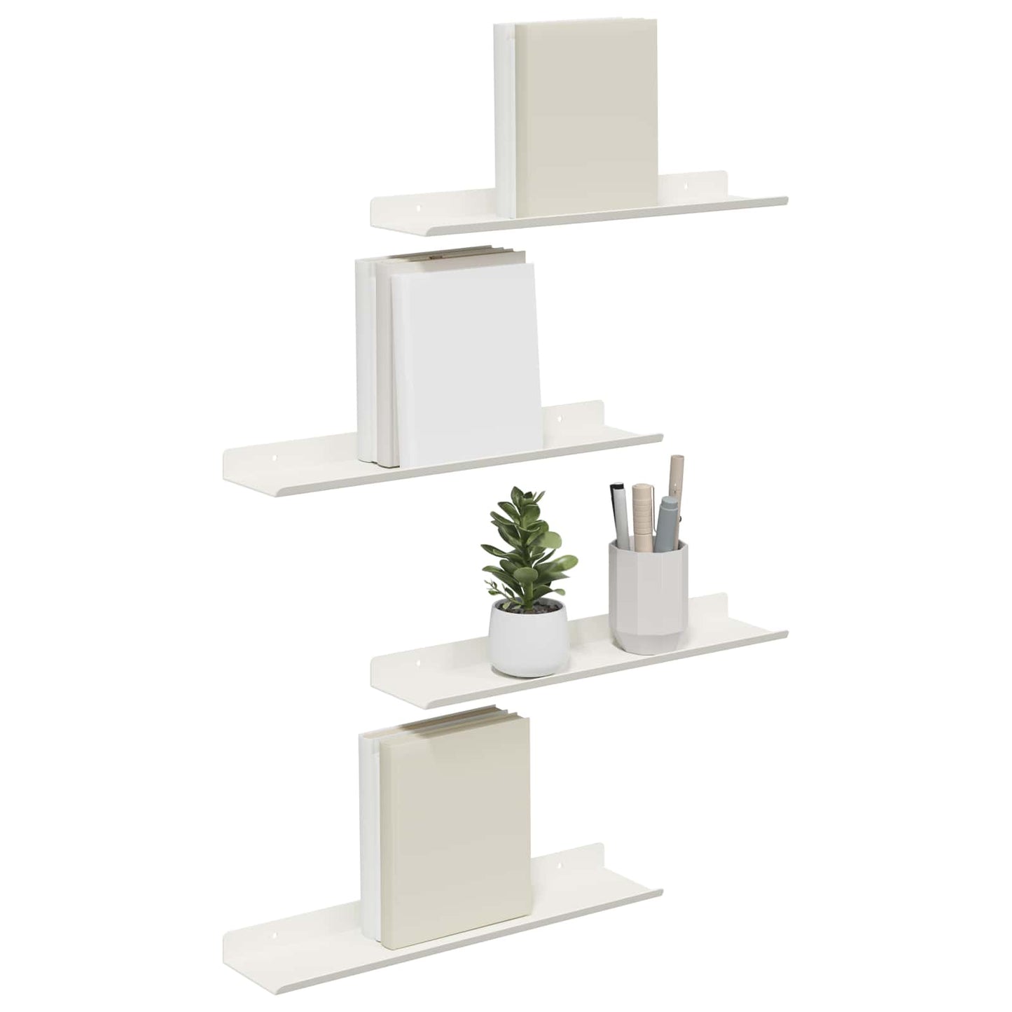 vidaXL Floating Shelf Wall-mounted 4 pcs White 40 x 8.5 x 2.5 cm Steel