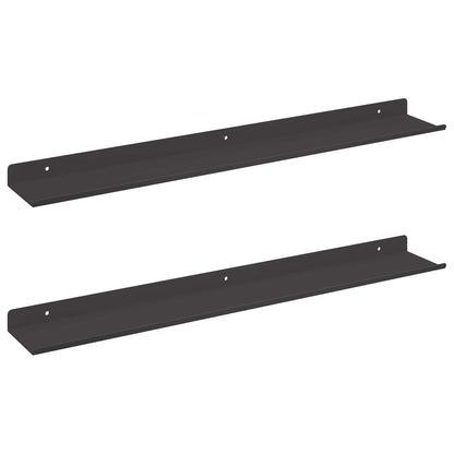 vidaXL Floating Shelf 2 pcs Black 60 x 9 x 2.5 cm Steel