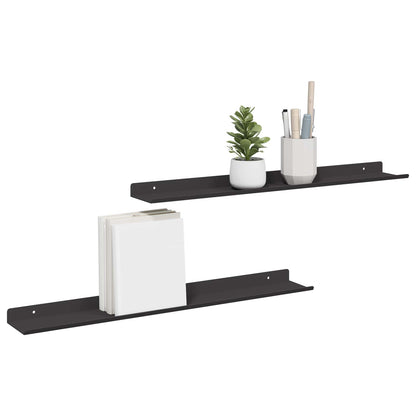 vidaXL Floating Shelf 2 pcs Black 60 x 9 x 2.5 cm Steel