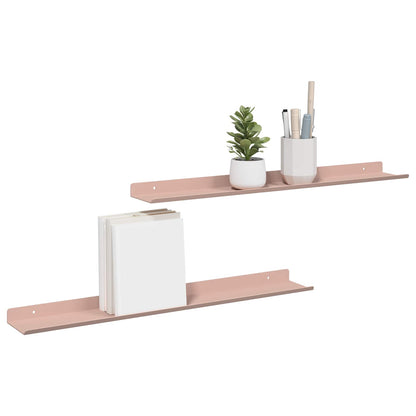 vidaXL Floating Shelf Wall-mounted 2 pcs Pink 60 x 8.5 x 2.5 cm Steel