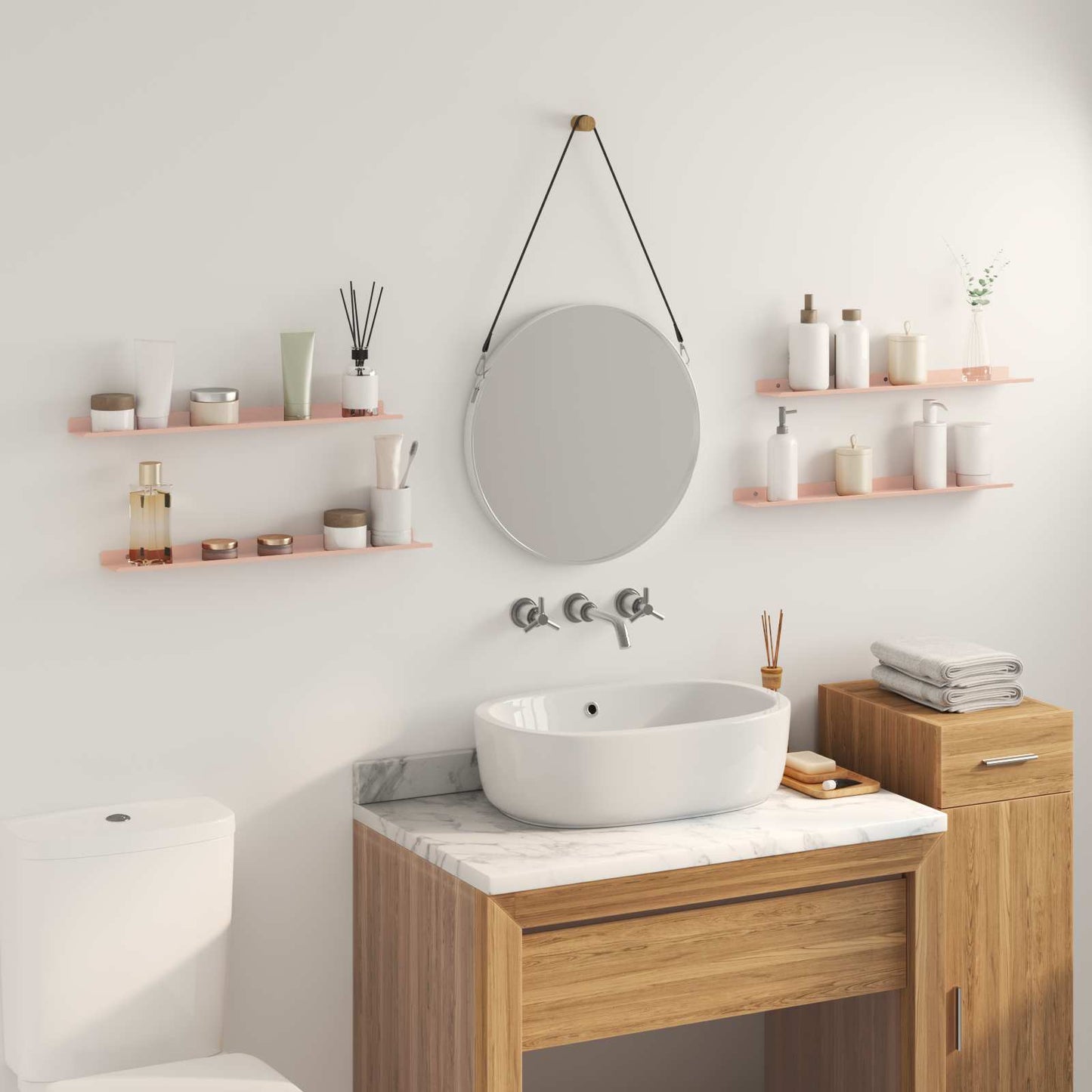 vidaXL Floating Shelf Wall-mounted 4 pcs Pink 60 x 8.5 x 2.5 cm Steel