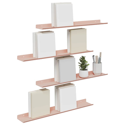 vidaXL Floating Shelf Wall-mounted 4 pcs Pink 60 x 8.5 x 2.5 cm Steel