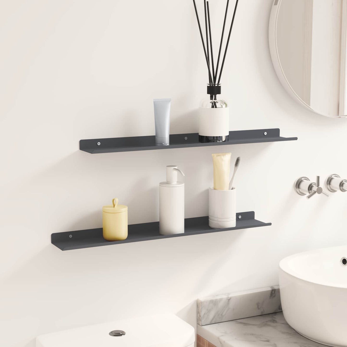 vidaXL Floating Shelf 2 pcs Anthracite 60 x 8.5 x 2.5 cm Steel