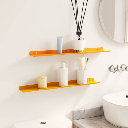 vidaXL Floating Shelf 2 pcs Mustard Yellow 60 x 8.5 x 2.5 cm Steel