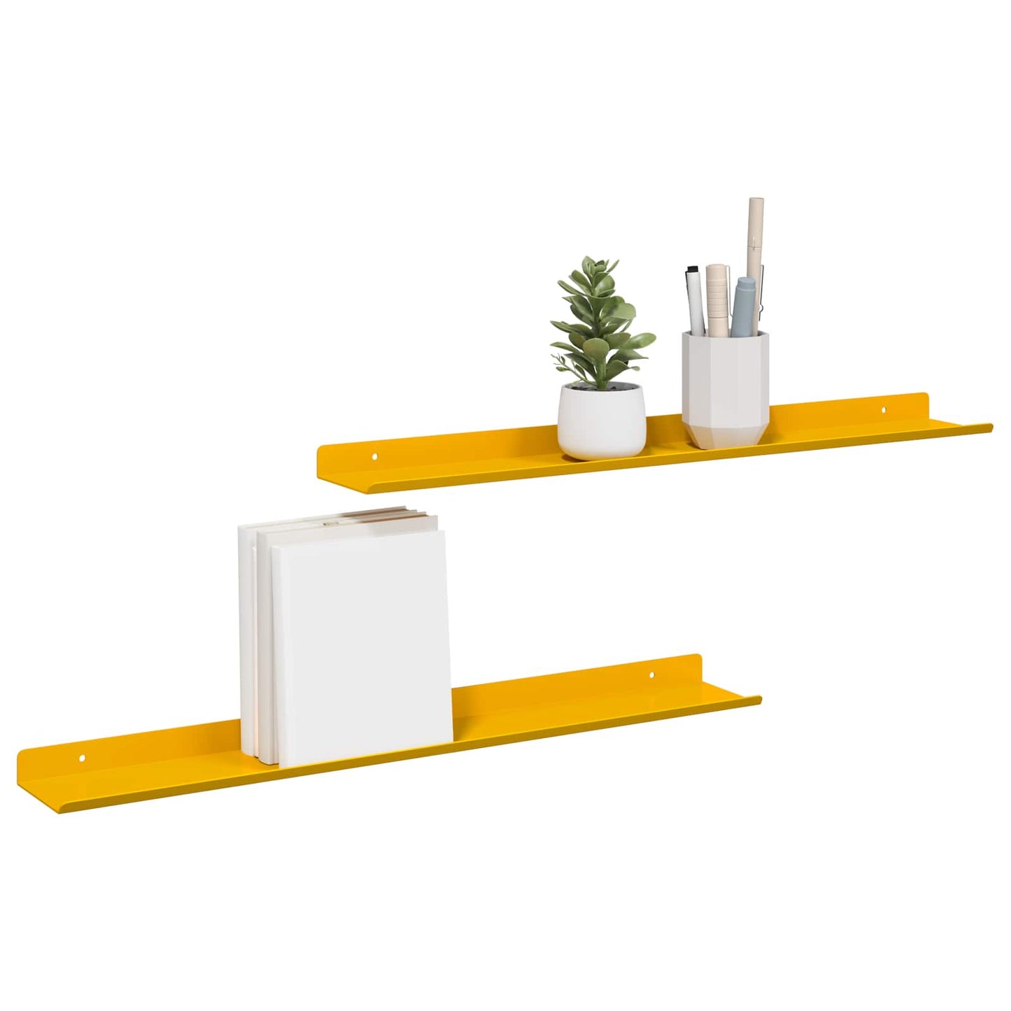 vidaXL Floating Shelf 2 pcs Mustard Yellow 60 x 8.5 x 2.5 cm Steel