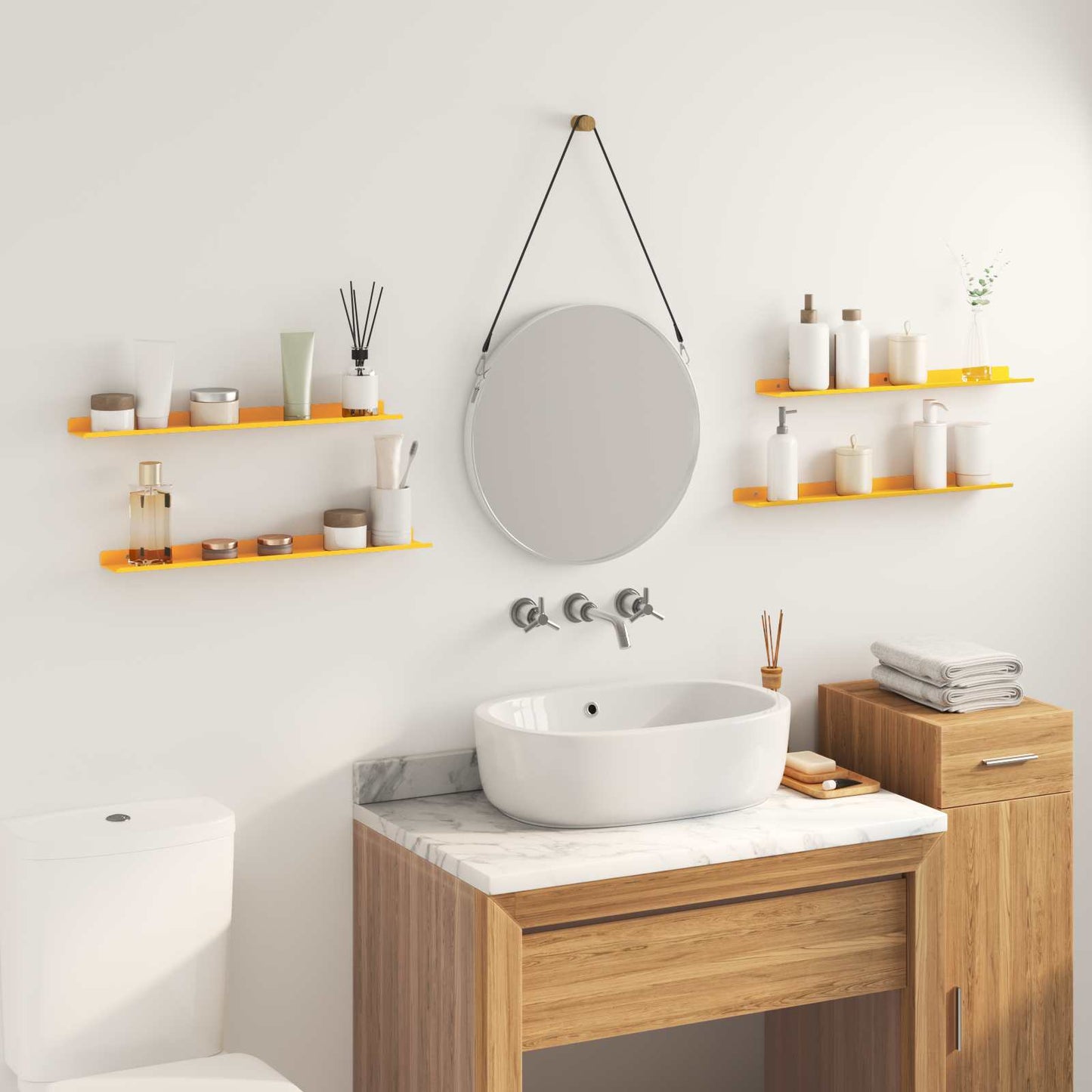 vidaXL Floating Shelf 4 pcs Mustard Yellow 60 x 8.5 x 2.5 cm Steel