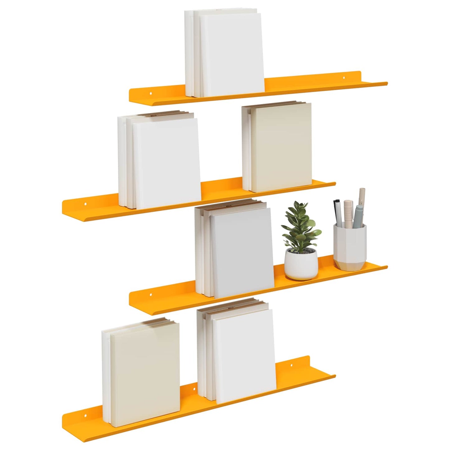 vidaXL Floating Shelf 4 pcs Mustard Yellow 60 x 8.5 x 2.5 cm Steel
