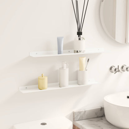 vidaXL Floating Shelf 2 pcs White 60 x 8.5 x 2.5 cm Steel