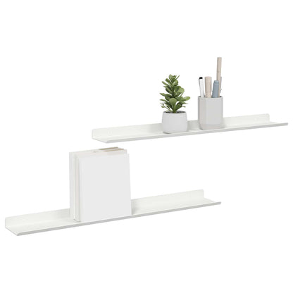 vidaXL Floating Shelf 2 pcs White 60 x 8.5 x 2.5 cm Steel