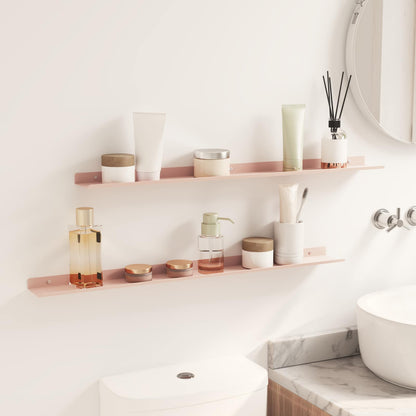 vidaXL Floating Shelf Wall-Mounted 2 pcs Pink 80 x 9 x 2.5 cm Steel