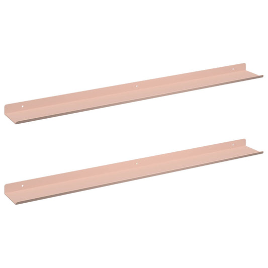 vidaXL Floating Shelf Wall-Mounted 2 pcs Pink 80 x 9 x 2.5 cm Steel