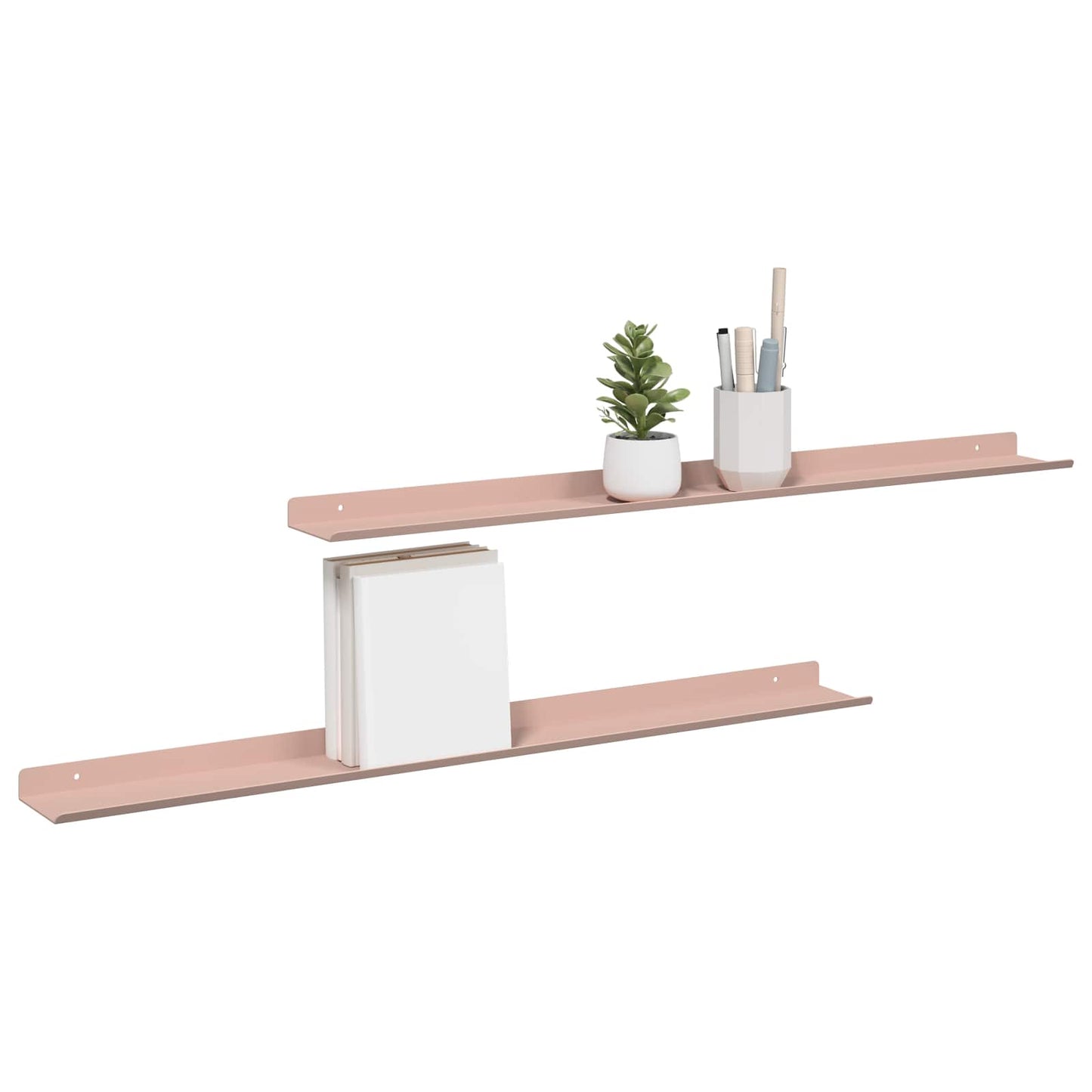 vidaXL Floating Shelf Wall-Mounted 2 pcs Pink 80 x 9 x 2.5 cm Steel