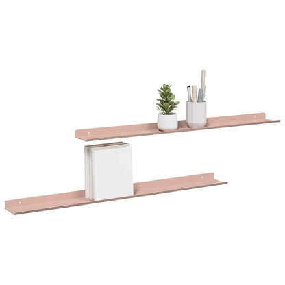 vidaXL Floating Shelf Wall-Mounted 2 pcs Pink 80 x 9 x 2.5 cm Steel