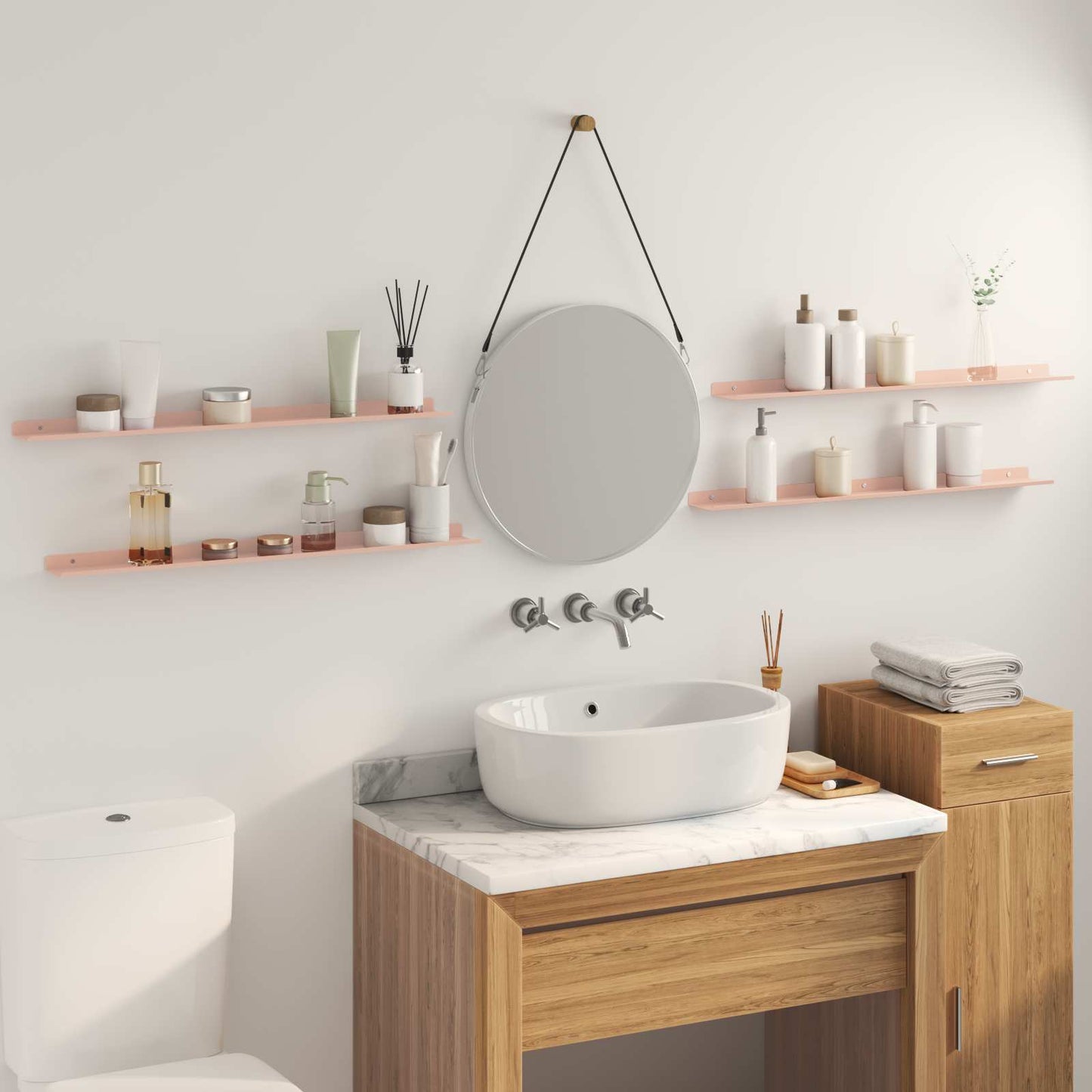 vidaXL Floating Shelf Wall-mounted 4 pcs Pink 80 x 9 x 2.5 cm Steel