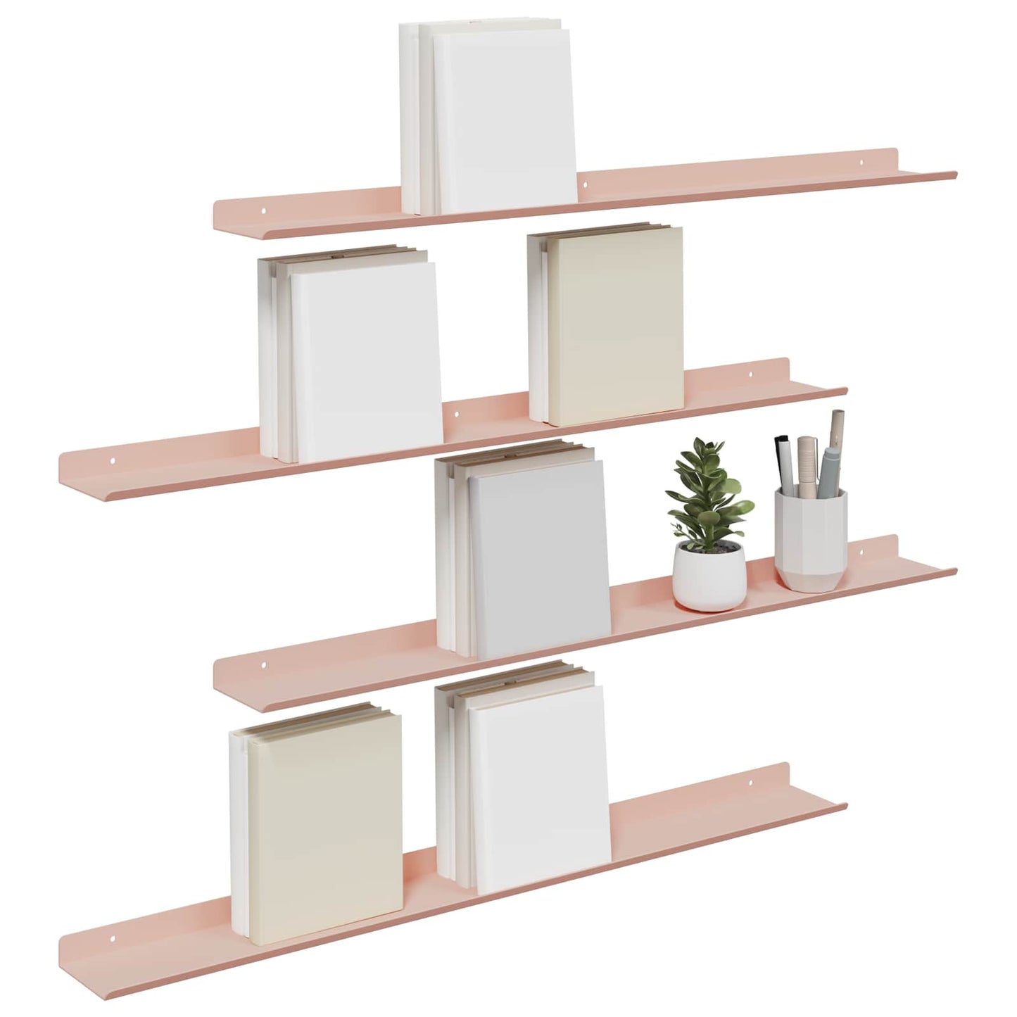 vidaXL Floating Shelf Wall-mounted 4 pcs Pink 80 x 9 x 2.5 cm Steel