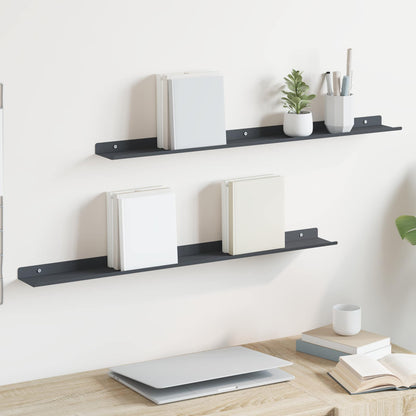 vidaXL Floating Shelf 2 pcs Anthracite 80 x 9 x 2.5 cm Steel