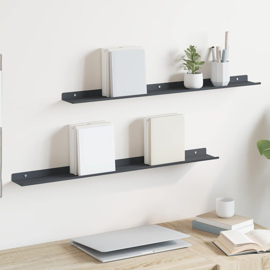 vidaXL Floating Shelf 2 pcs Anthracite 80 x 9 x 2.5 cm Steel