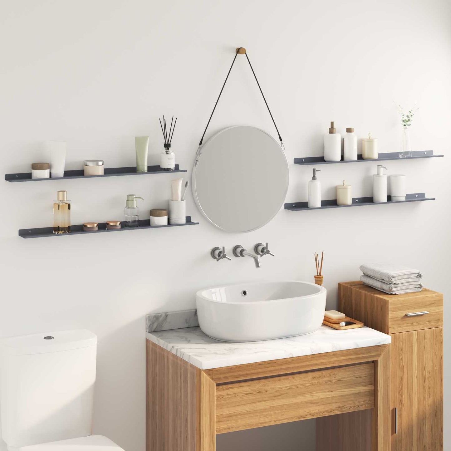 vidaXL Floating Shelf 4 pcs Anthracite 80 x 9 x 2.5 cm Steel