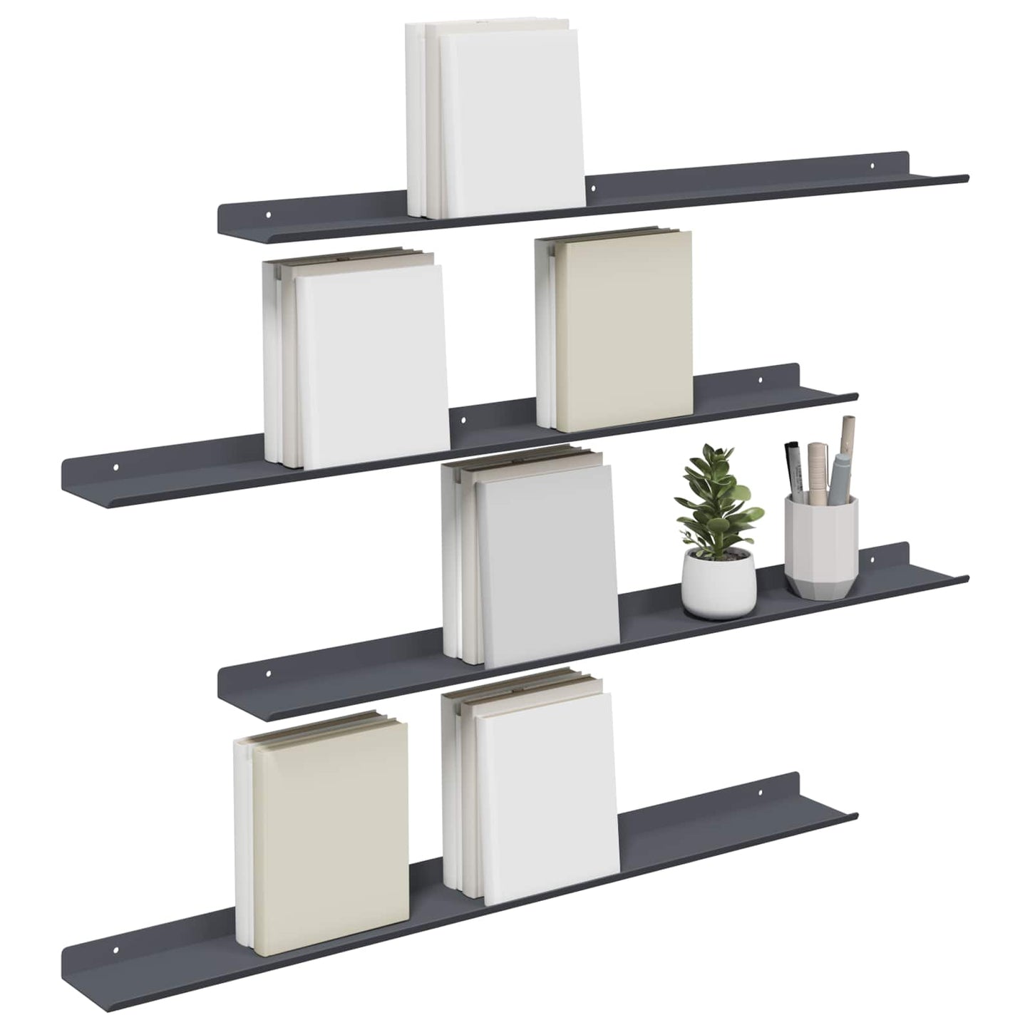 vidaXL Floating Shelf 4 pcs Anthracite 80 x 9 x 2.5 cm Steel