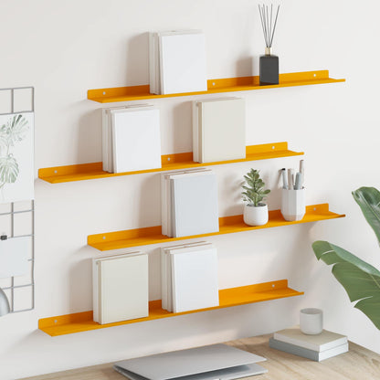 vidaXL Floating Shelf 4 pcs Mustard Yellow 80 x 9 x 2.5 cm Steel