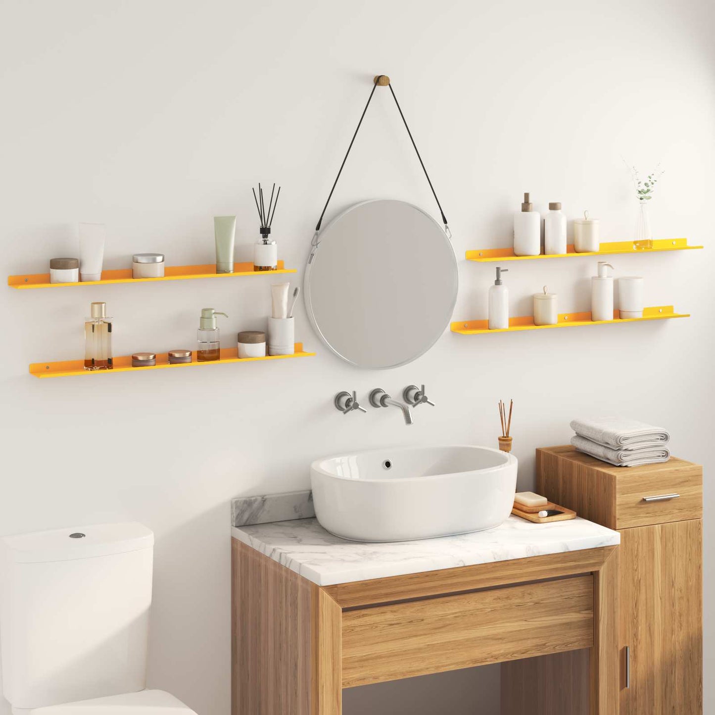 vidaXL Floating Shelf 4 pcs Mustard Yellow 80 x 9 x 2.5 cm Steel