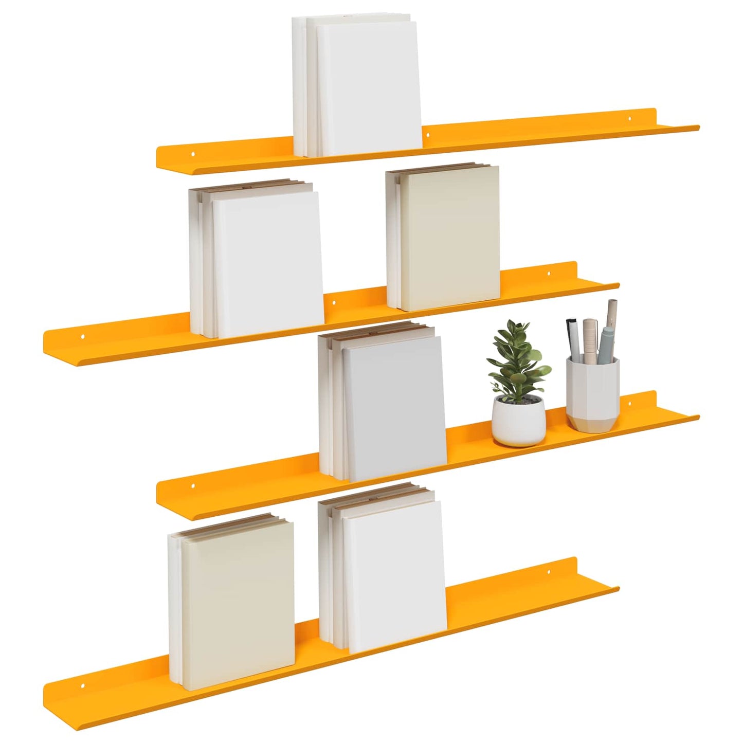 vidaXL Floating Shelf 4 pcs Mustard Yellow 80 x 9 x 2.5 cm Steel