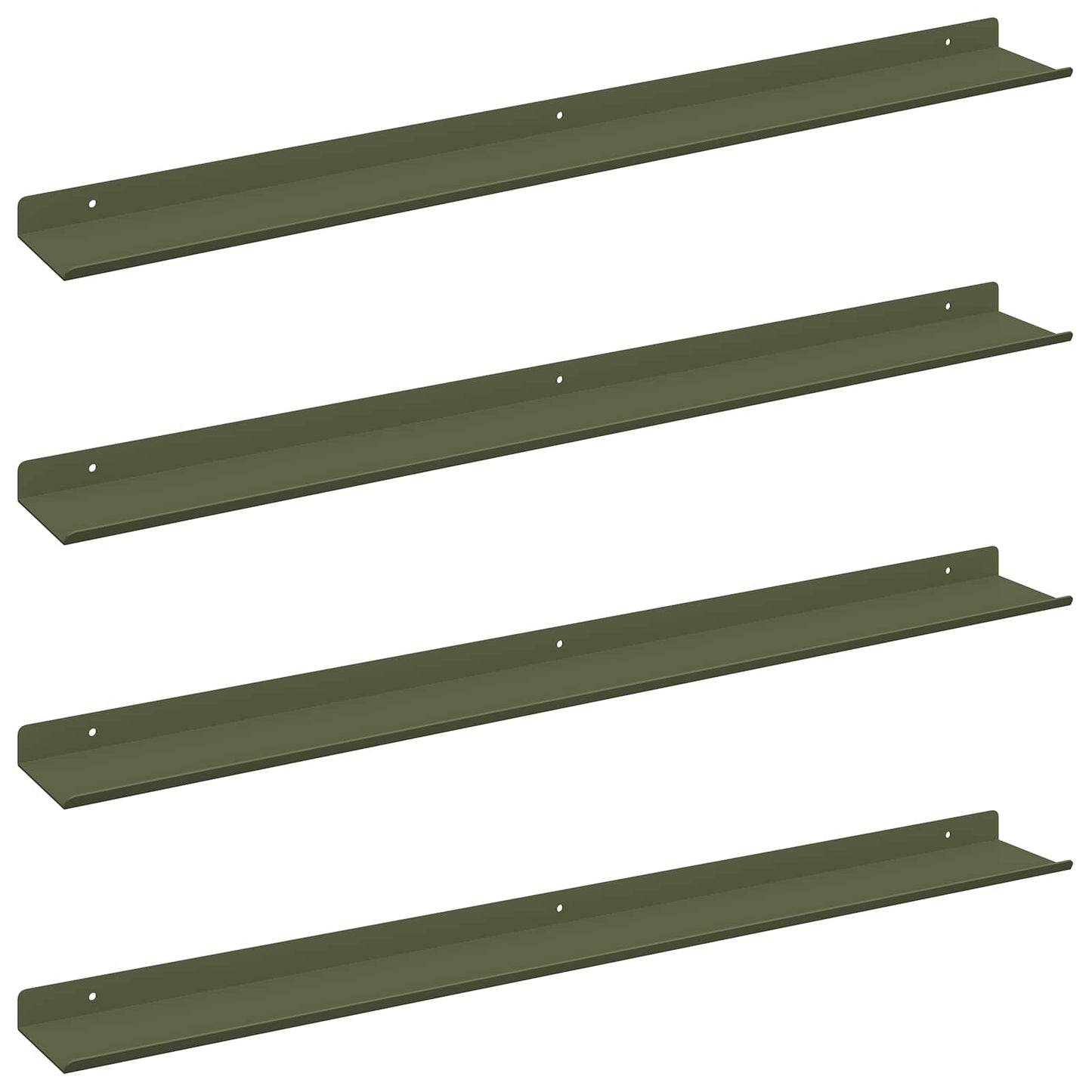 vidaXL Floating Shelf 4 pcs Olive Green 80 x 9 x 2.5 cm Steel