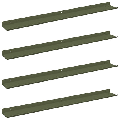 vidaXL Floating Shelf 4 pcs Olive Green 80 x 9 x 2.5 cm Steel