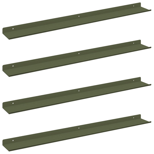 vidaXL Floating Shelf 4 pcs Olive Green 80 x 9 x 2.5 cm Steel
