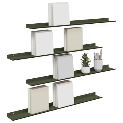 vidaXL Floating Shelf 4 pcs Olive Green 80 x 9 x 2.5 cm Steel