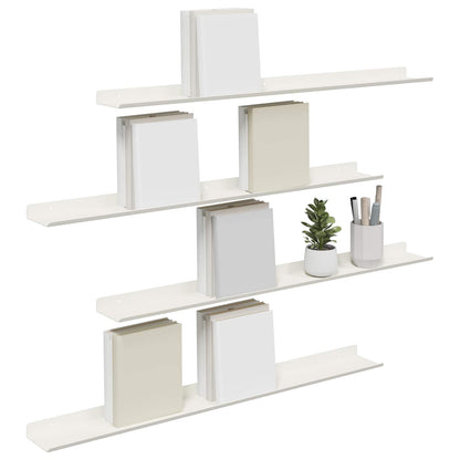 vidaXL Floating Shelf Wall-mounted 4 pcs White 80 x 9 x 2.5 cm Steel