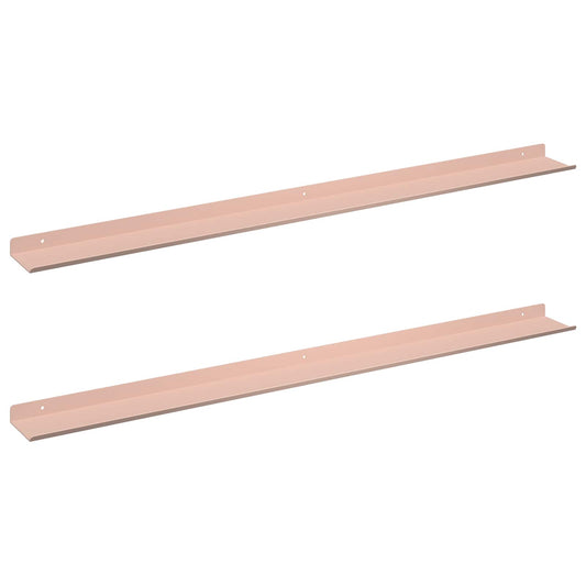 vidaXL Floating Shelf Wall-mounted 2 pcs Pink 100 x 9 x 2.5 cm Steel