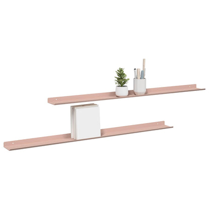 vidaXL Floating Shelf Wall-mounted 2 pcs Pink 100 x 9 x 2.5 cm Steel
