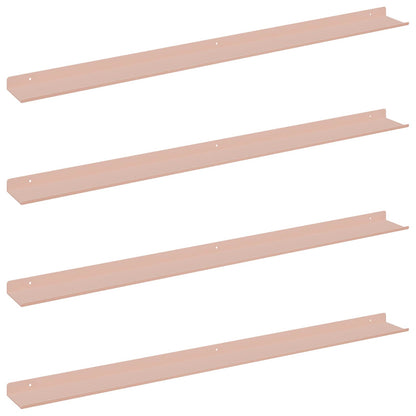 vidaXL Floating Shelf Wall-mounted 4 pcs Pink 100 x 9 x 2.5 cm Steel