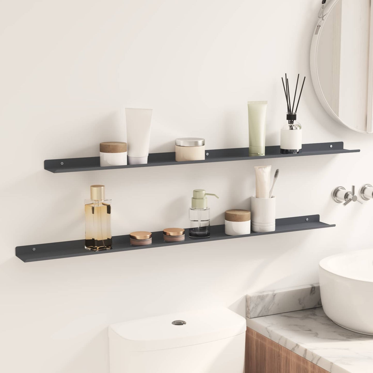 vidaXL Floating Shelf 2 pcs Anthracite 100 x 9 x 2.5 cm Steel