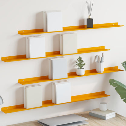 vidaXL Floating Shelf 4 pcs Mustard Yellow 100 x 9 x 2.5 cm Steel