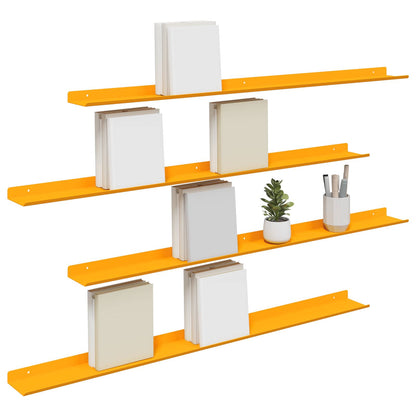 vidaXL Floating Shelf 4 pcs Mustard Yellow 100 x 9 x 2.5 cm Steel